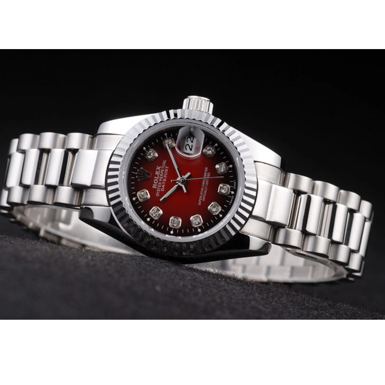 Rolex copies cheap Steel Red Tone Two Rolex Dial Stainless Datejust Polished 0804